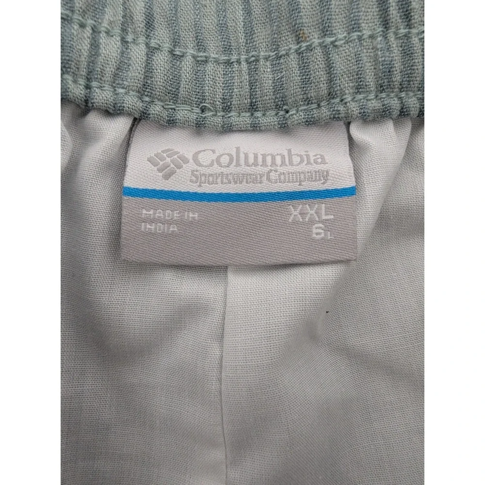 Columbia Linen Blend Shorts Men XXL Sage Green Striped 6in Inseam Fishing Summer